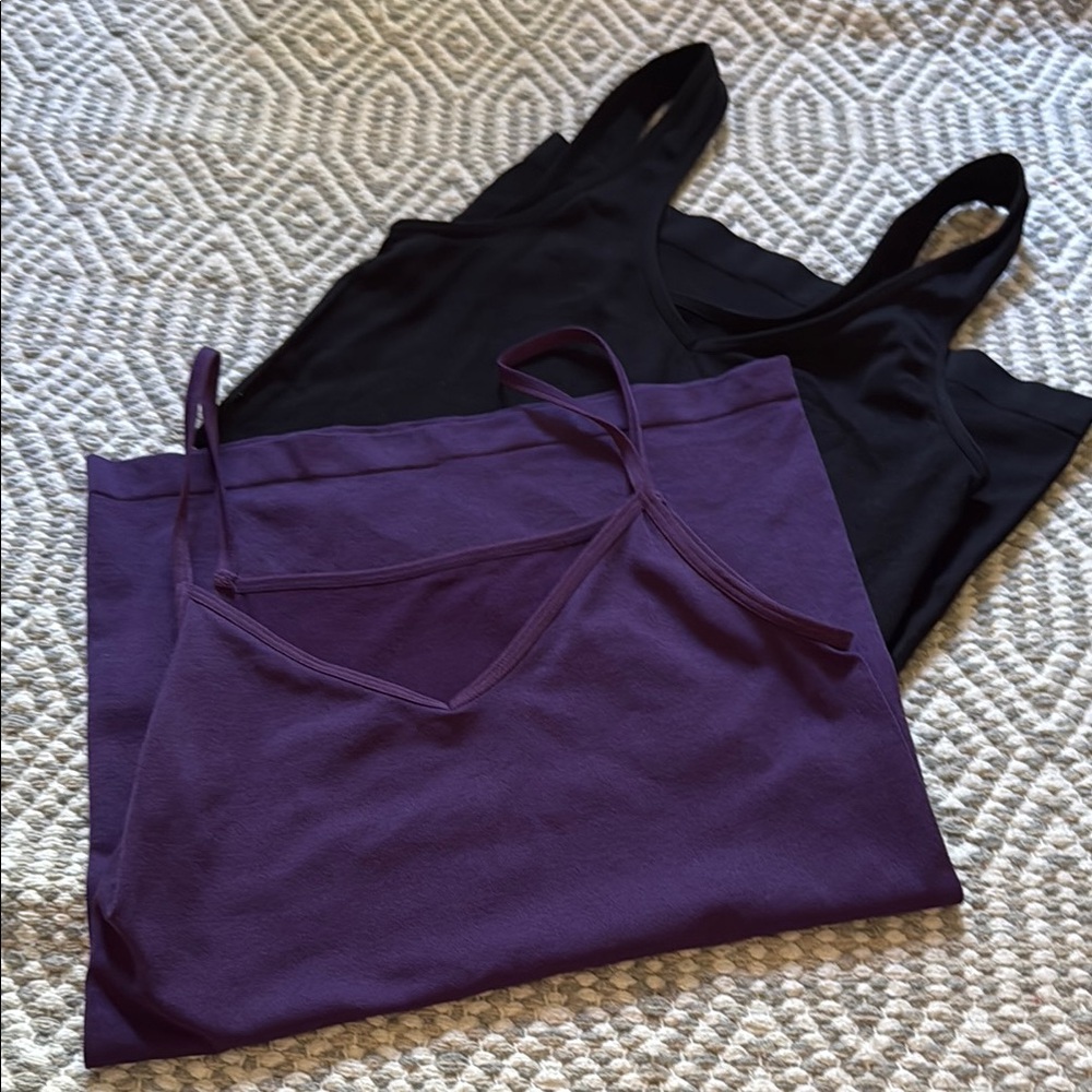 💗Shimera set of two Purple and Black Camisole Tank Tops size small EUC
